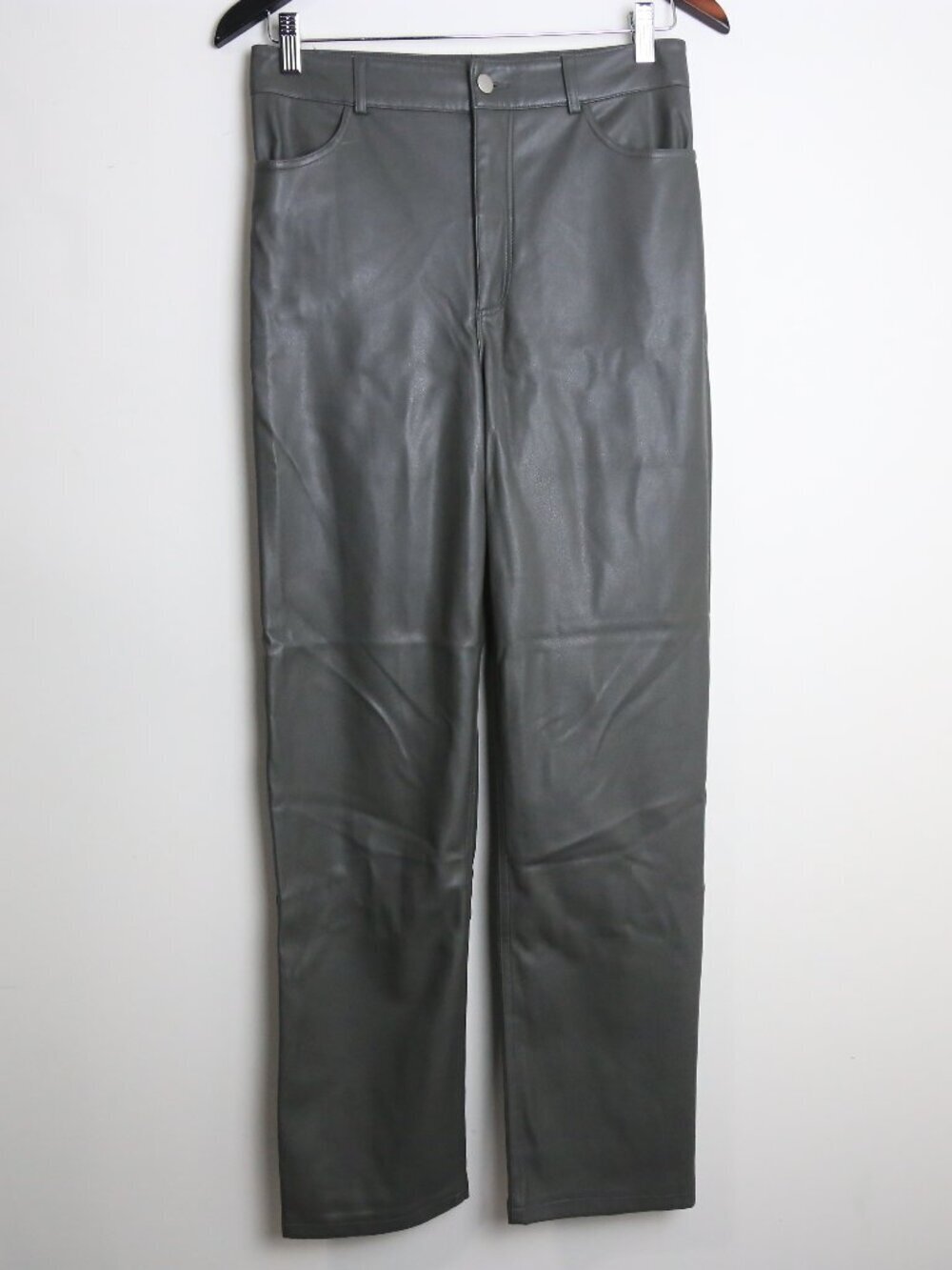 NWT Dynamite Gisele Green Straight Leg Vegan Faux Leather Pants Size 6